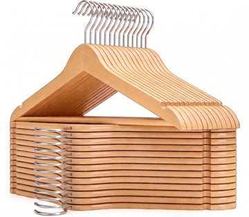 Clothes Hangers for Closet, 30 Pack Wood Hangers, Heavy Duty Wooden Hangers for Coats, Suits, Pants, Natural Wood
