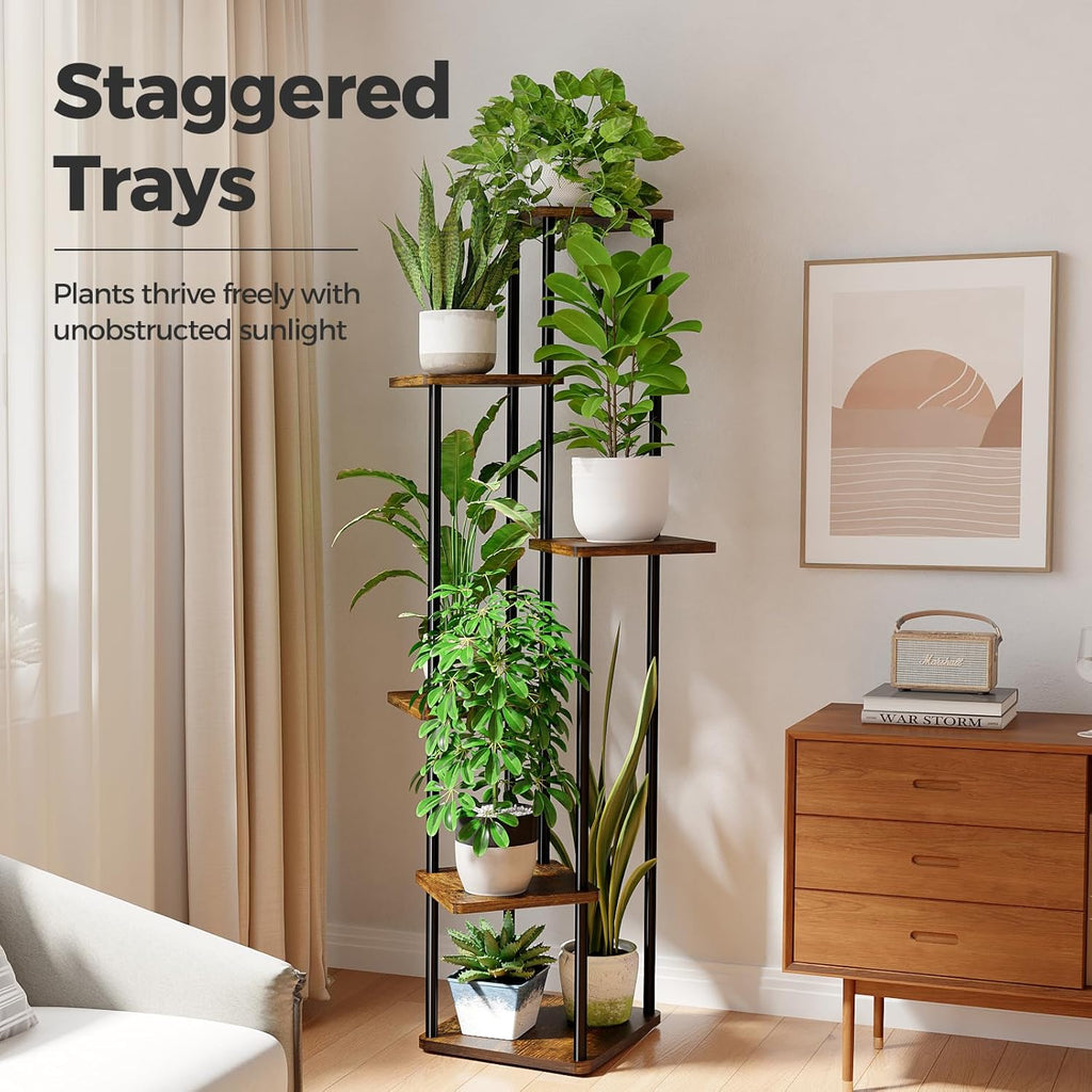 Tall Plant Stand Indoor Corner Plant Shelf for Multiple Plants | 6 Tier Shelf Stand Garden Balcony Living Room