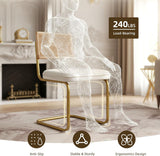 CangLong Rattan Dining Chairs Set of 2, Modern Kitchen Chairs with Natural Mesh Rattan Backrest & Solid Thick Metal