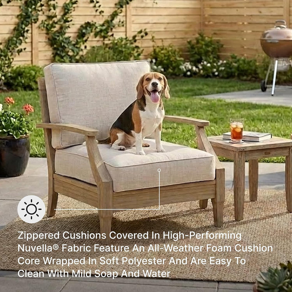 Outdoor Lounge Chair, All-weather Foam Cushion, Protective Finish, Eucalyptus