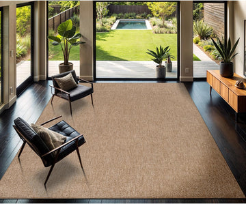 Easy Jute Rug 8x10, Indoor Outdoor Natural Color Fiber Area Rugs Patio and Kitchen Rug, Solid Boho Woven Design