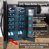 24 Bottle Wine Fridge | Dual Zone Wine Chiller | Adjustable Temperature 41°F to 