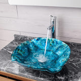 Bathroom Vessel Sinks Artistic Light Blue Tempered Glass Vessel Bowl Sink Counter Top Installation Bathroom Vanity