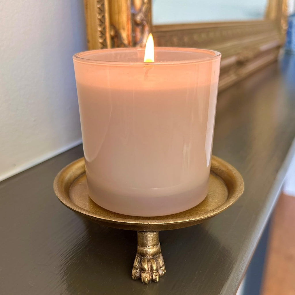100% Solid Brass Clawfoot Candle Dish - Pedestal Dish - Candle Holder - Jewelry Holder - Perfect for Wax Candles