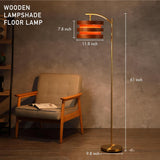 O’Bright Strata Wooden Floor Lamp - Mid Century Modern Standing Lamp with Layered Wood Shade, Tall Reading Lamp