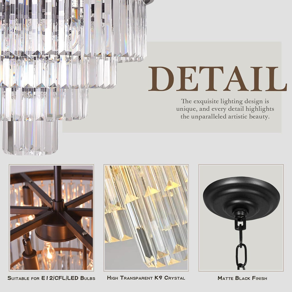Inspired Odeon Style 9-Light Crystal 4-Tier Modern Chandelier Dia 23.6"