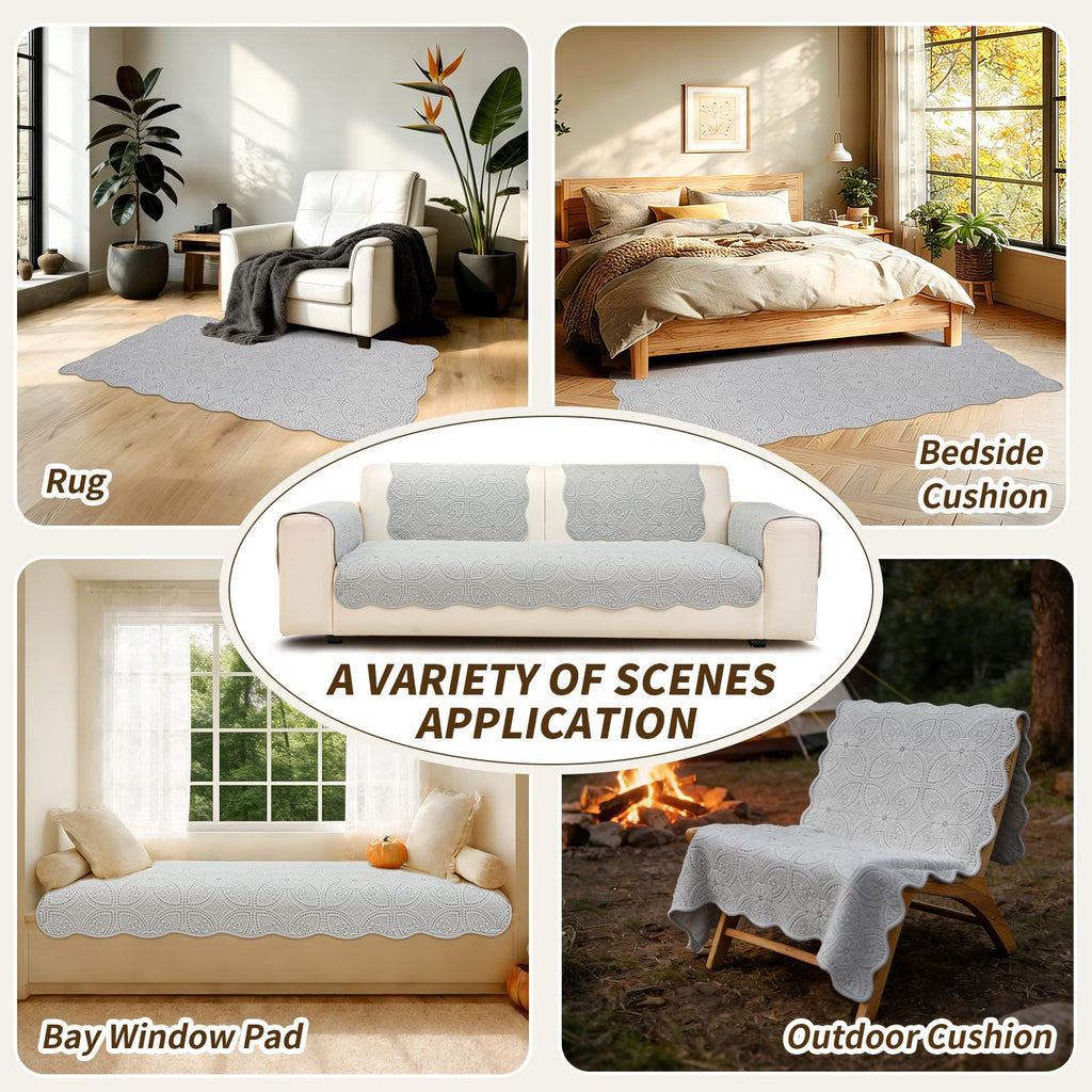 Floral Pattern Non-Slip Quilted Sectional Couch Covers Washable