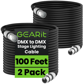 DMX Cable 100 FT 2-Pack 3-Pin Male to Female for DJ Stage Lighting
