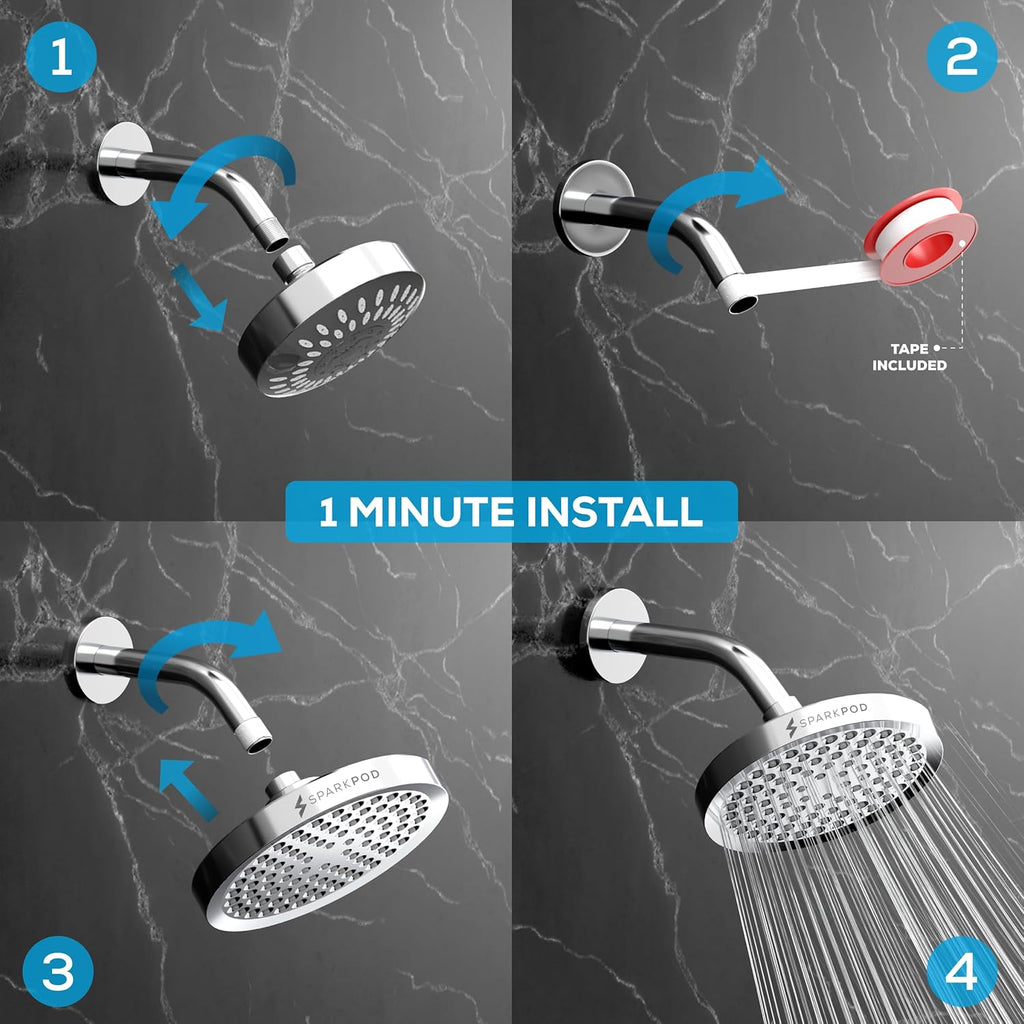 Shower Head - High Pressure Rain - Premium Quality Luxury Design