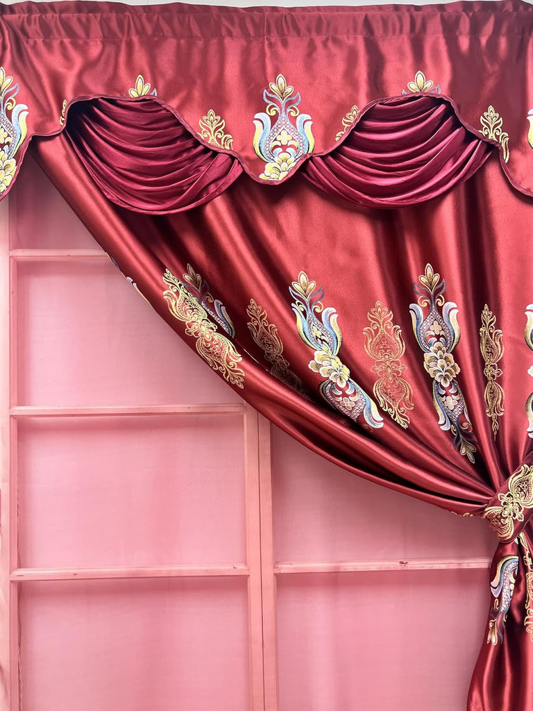 Regal Regalia Jacquard Blackout Curtains,Set of 2 Panels,W60"*L86,80% Light Blocking Window Drapes with Gold Floral