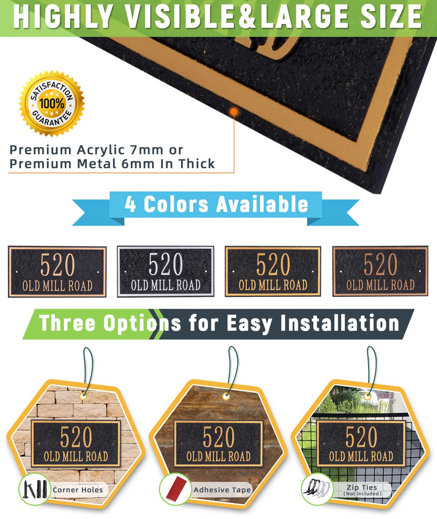 Plaque Sign, Address Numbers Signs Plate Outside Yard, Apartment, Office, Mailbox, Street, Garage, 911 Visibility Signage