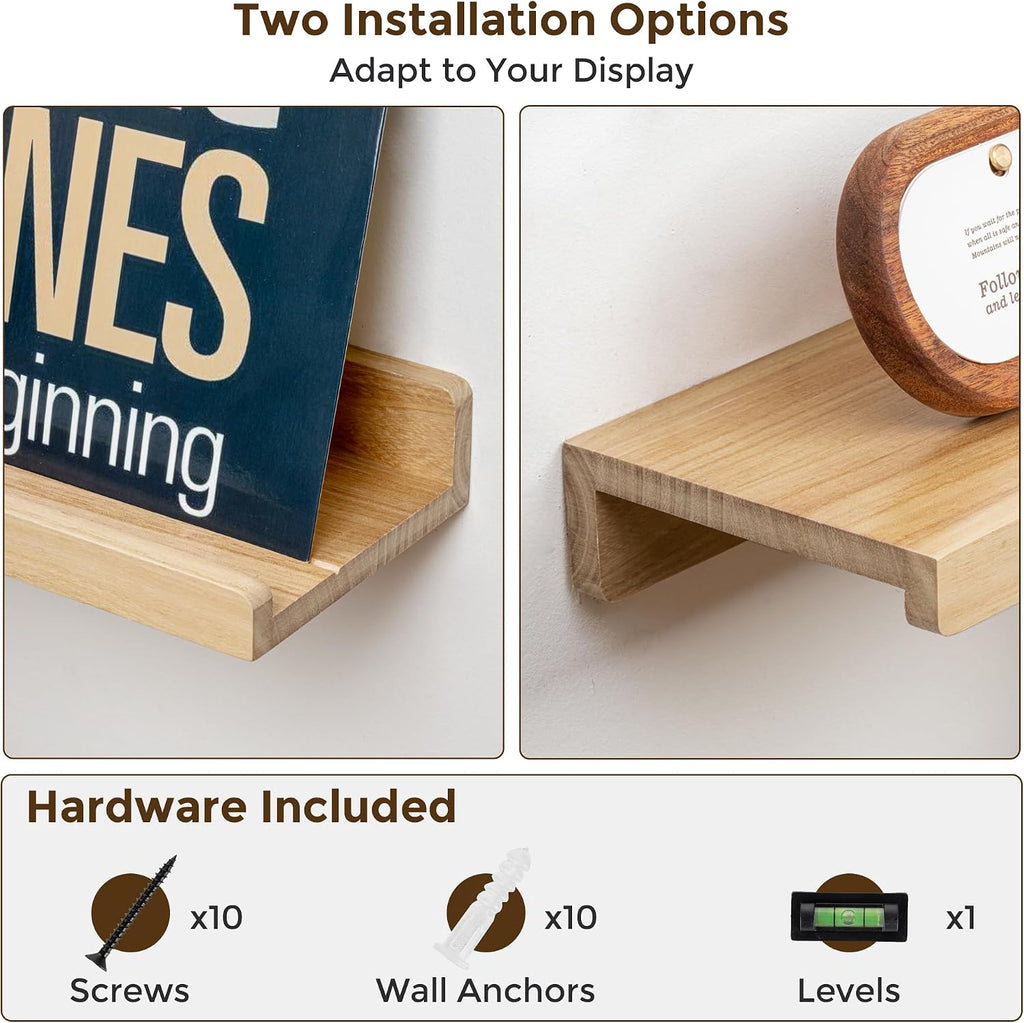 Floating Shelves for Wall, 55 inch Solid Wood Picture Ledge Shelf for Wall Storage, Nursery Book Shelves with Lip
