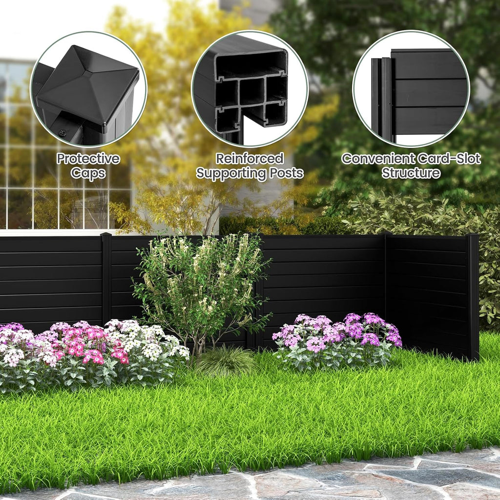Air Conditioner Fence 2 Panels - 48''W x 36''H Outdoor Privacy Screen Trash Can Enclosure with 3 Stakes, PP Vinyl