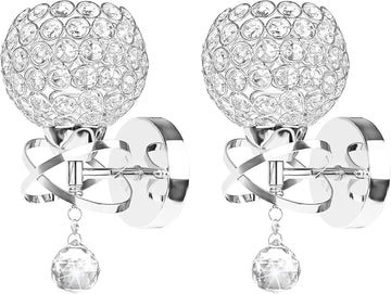 Crystal Wall Sconces Set of Two, Modern Wall Light Sconces Wall Lighting with Hanging Crystal Ball, Wall Mount Lamp