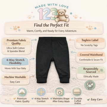 Baby Pants, Leggings, Boy Girl, Black 2