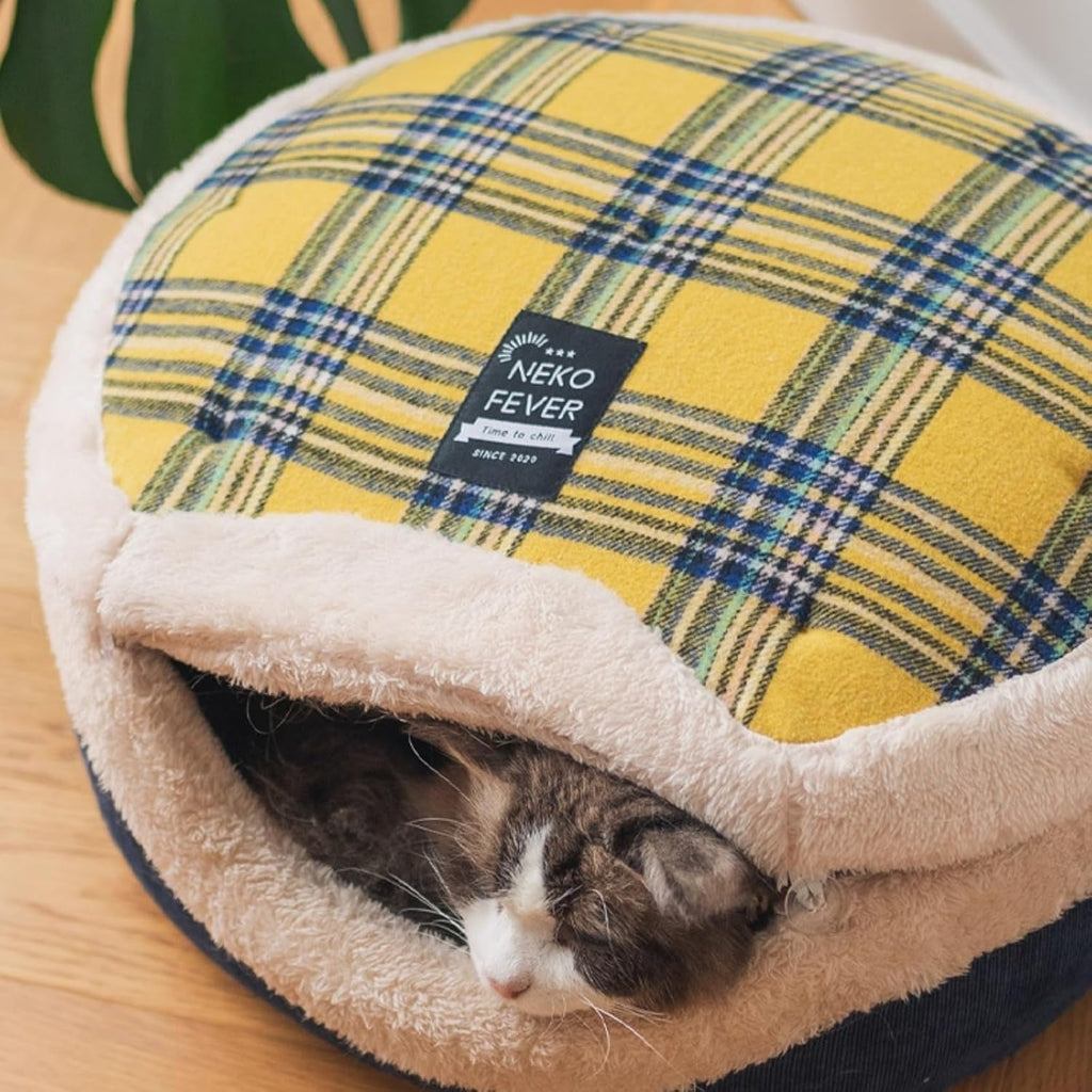 Cat Bed Cave - Enclosed Self Warming Hideaway with Detachable Lid & Mat