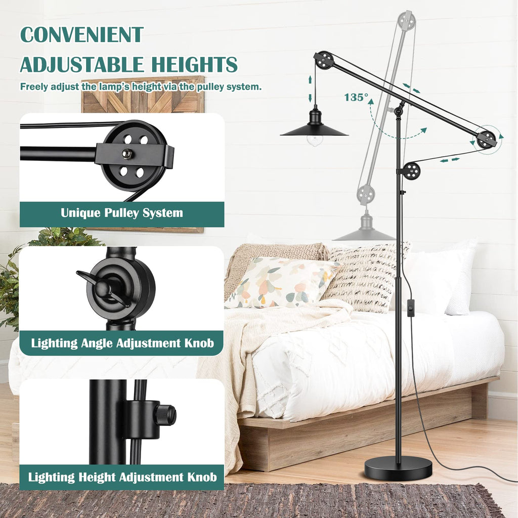 Adjustable Industrial Floor Lamps, Rustic Reading Lamp