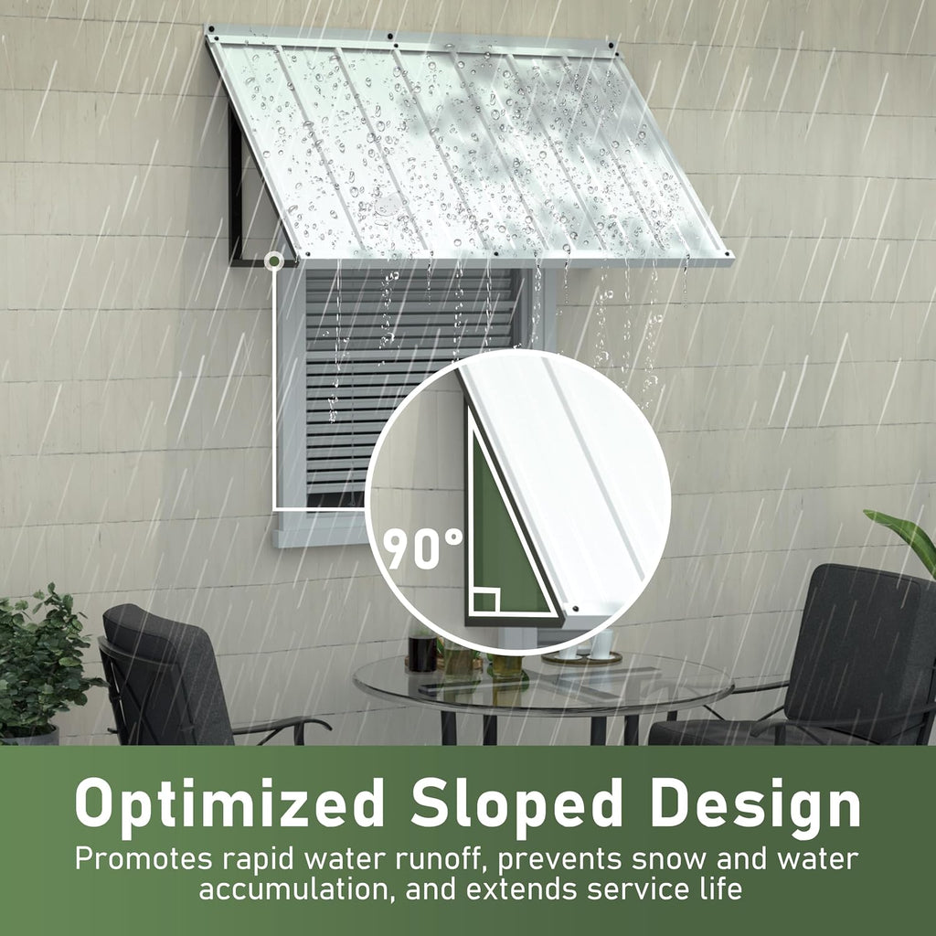 49"×24" Fixed Metal Awning, Window Door Awning, Stable Steel Frame | Outdoor Sunshade Canopy, All-Weather Protection