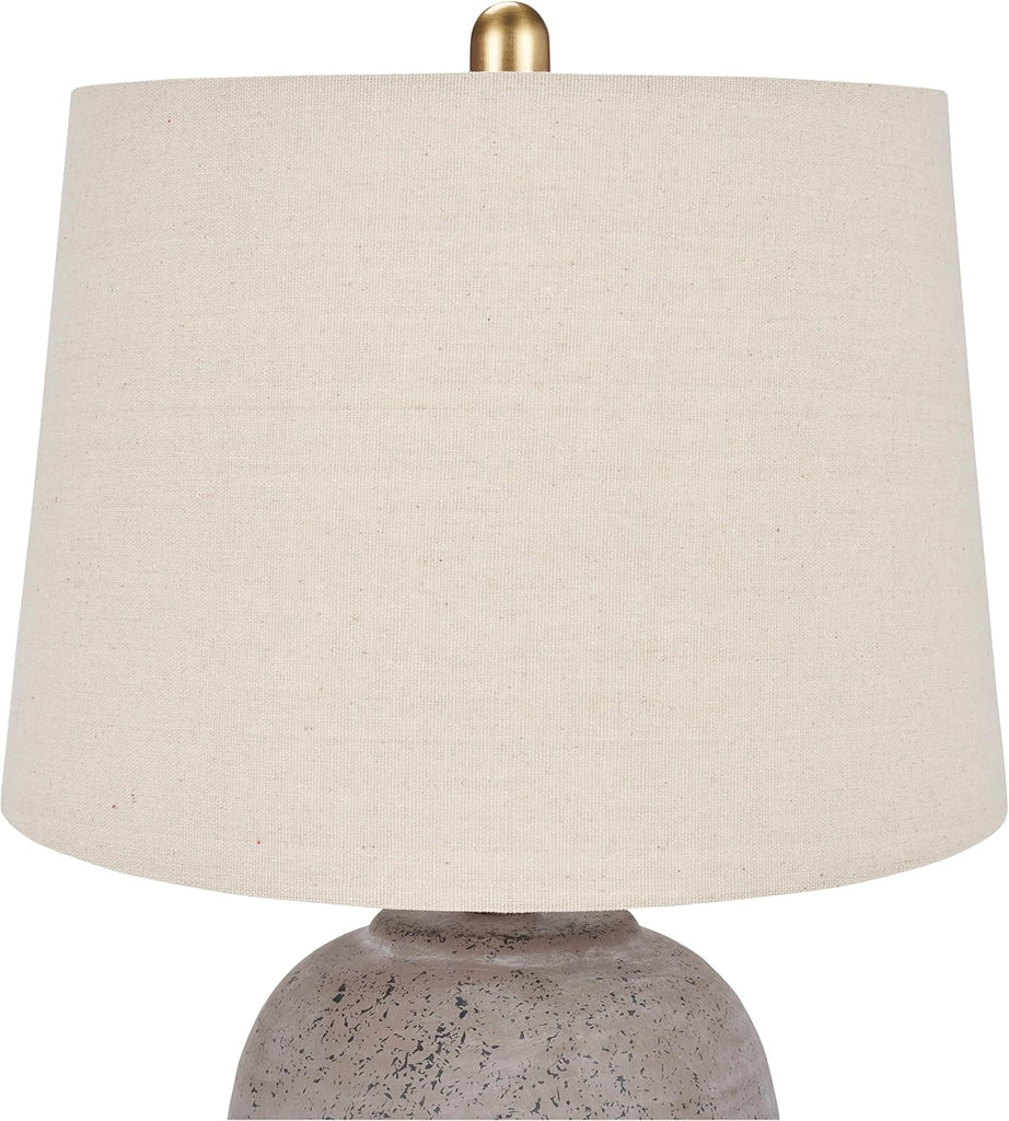 Home 23" Greyish Brown Earth Tone Rustic Farmhouse Ceramic Table Lamp, Dining, Office, with Beige Linen Shade