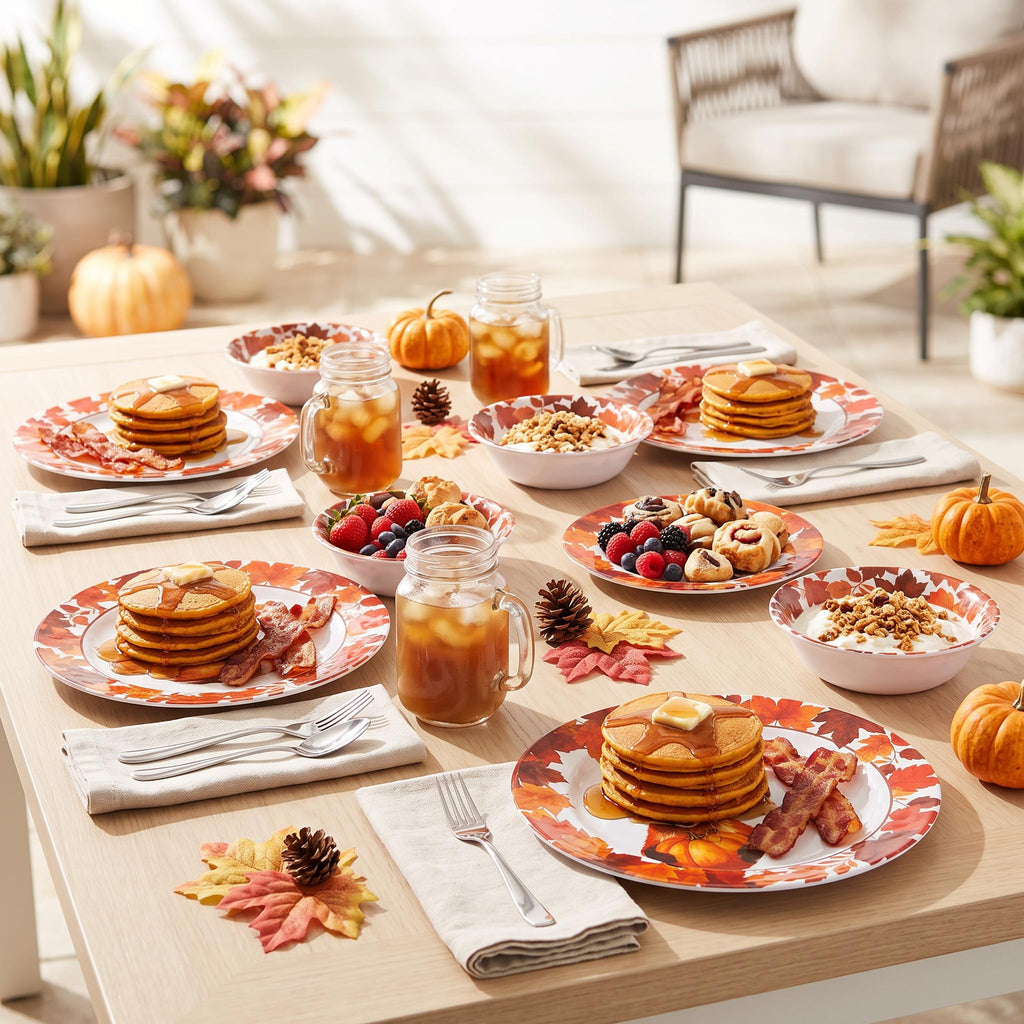 Melamine Dinnerware Set 12Pcs,Melamine Plates and Bowls Fall Fox