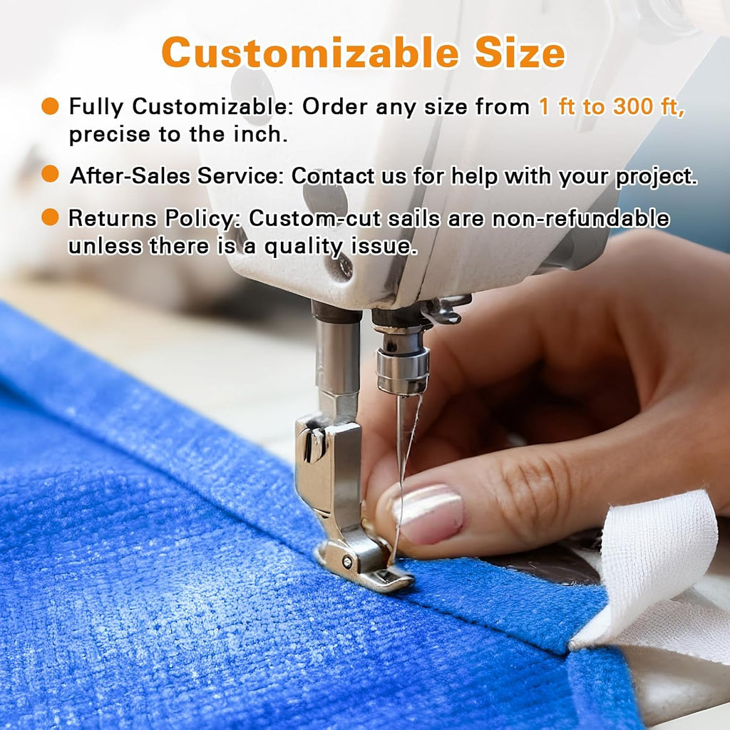 Sun Shade Sail, 12'X20' Blue Rectangle Curved Edged Sun Shade, Commercial Grade 185GSM HDPE UV Permeable Outdoor