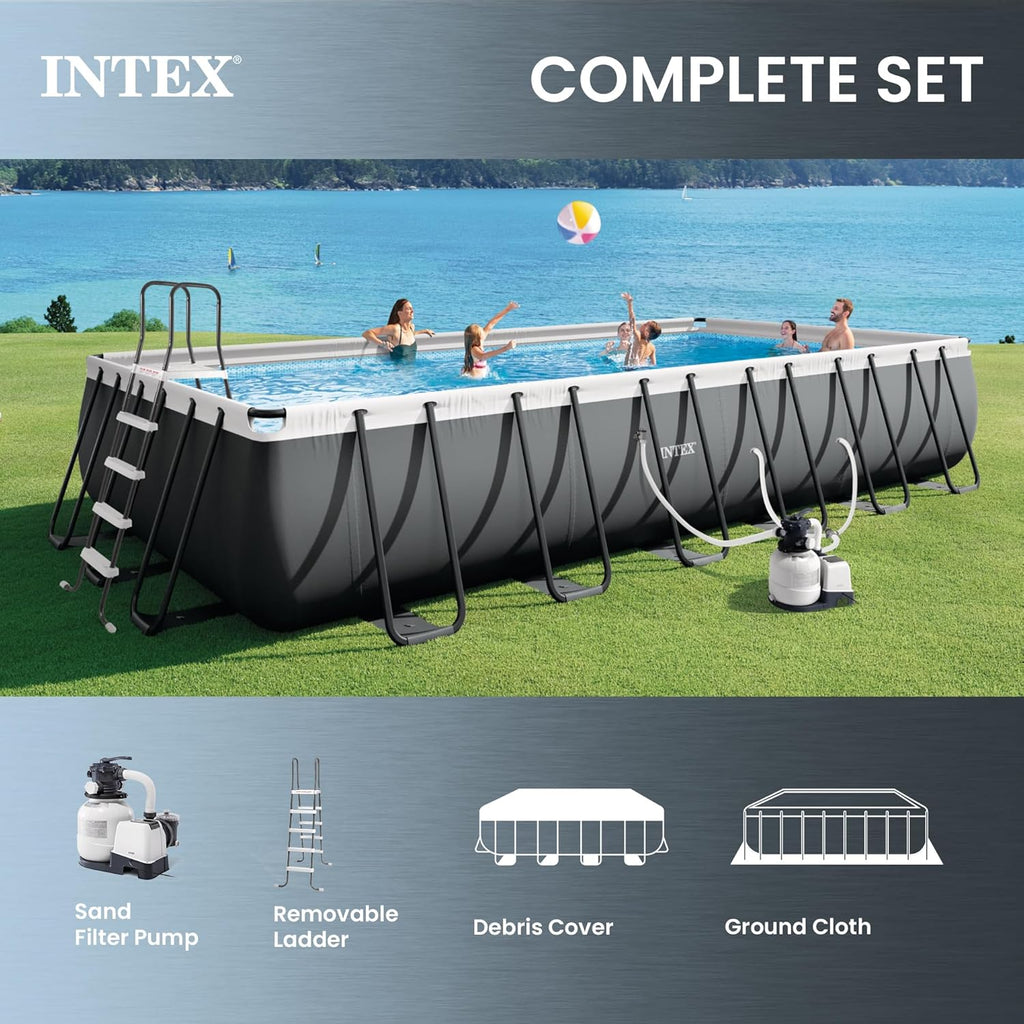 Ultra XTR 24ft x 12ft x 52in Above Ground Swimming Pool Set Bundle | 26363EH - 2100 GPH Sand Filter Pump, Ladder