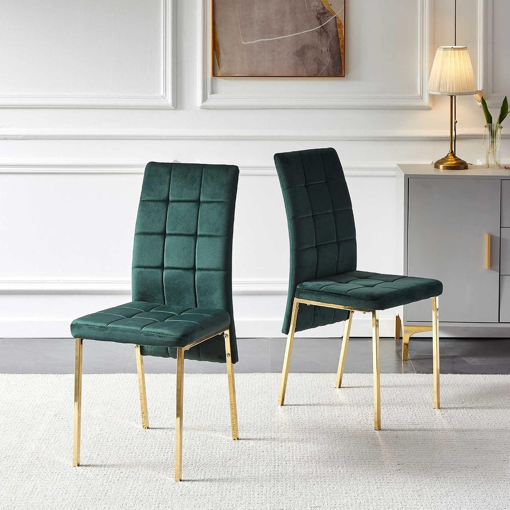 Upholstered Velvet Dining Chairs Classic Kitchen High Back Chairs Set of 4, Featured Dovetail Tufted Side Chairs