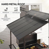 8' x 5' Hardtop Grill Gazebo, Outdoor BBQ Gazebo with Double Metal Roof, 2 Side Shelves and 10 Hooks