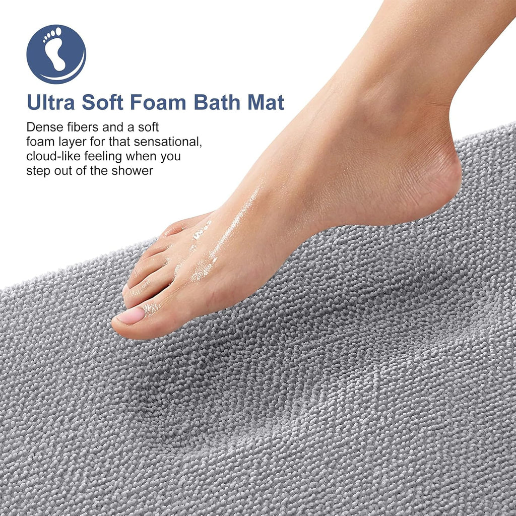 Memory Foam Bathroom Rugs Mats Sets 2 Piece, 24"x16"+30"x20", Grey | Ultra Soft Quick Dry Bath Rugs, Non-Slip