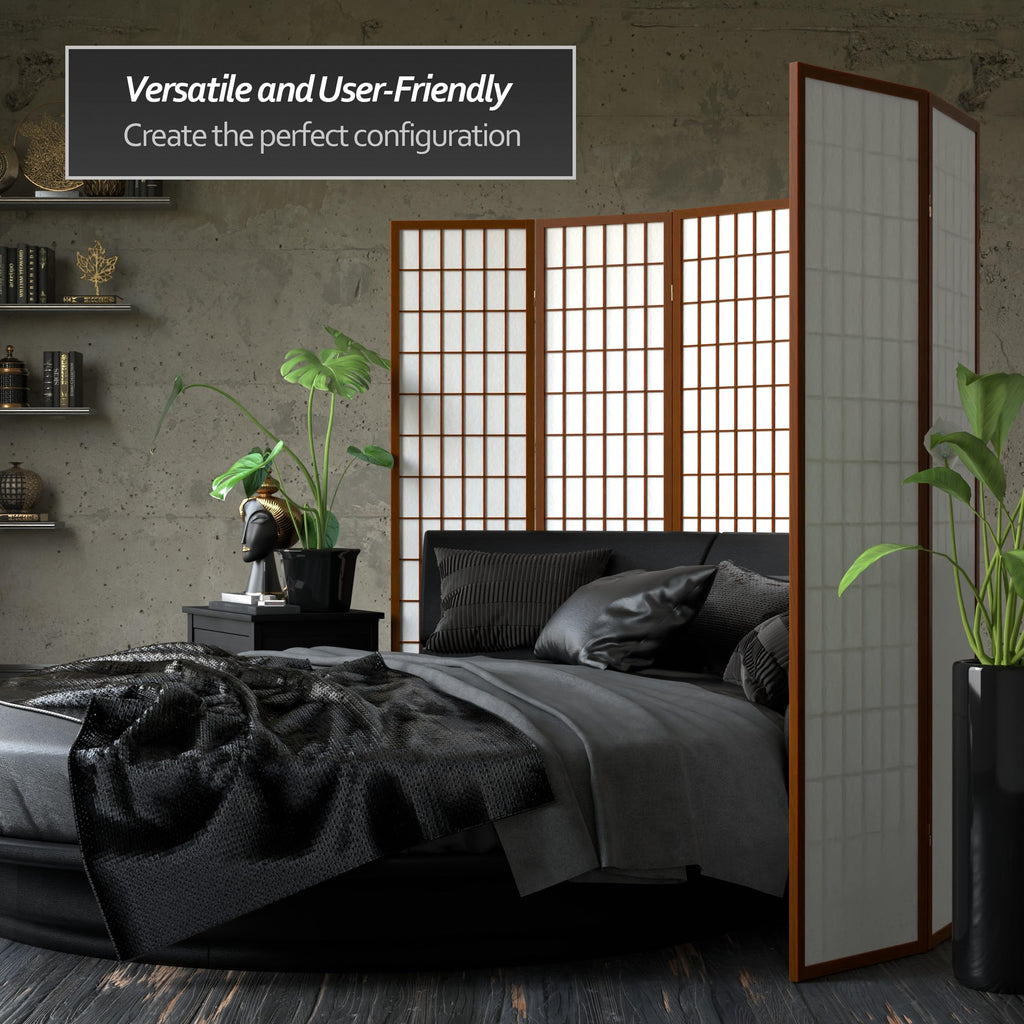 6 ft. Tall Window Pane Shoji Screen - Walnut - 3 Panels