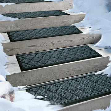 6pcs 8.5" x 30" for Elders and Dogs on Wooden Steps Indoor, Winter, Non Slip Stair Runner Rug Ice Insulation with