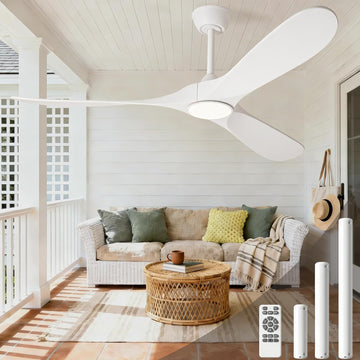 White 60 inch Ceiling Fan with Light and Remote
