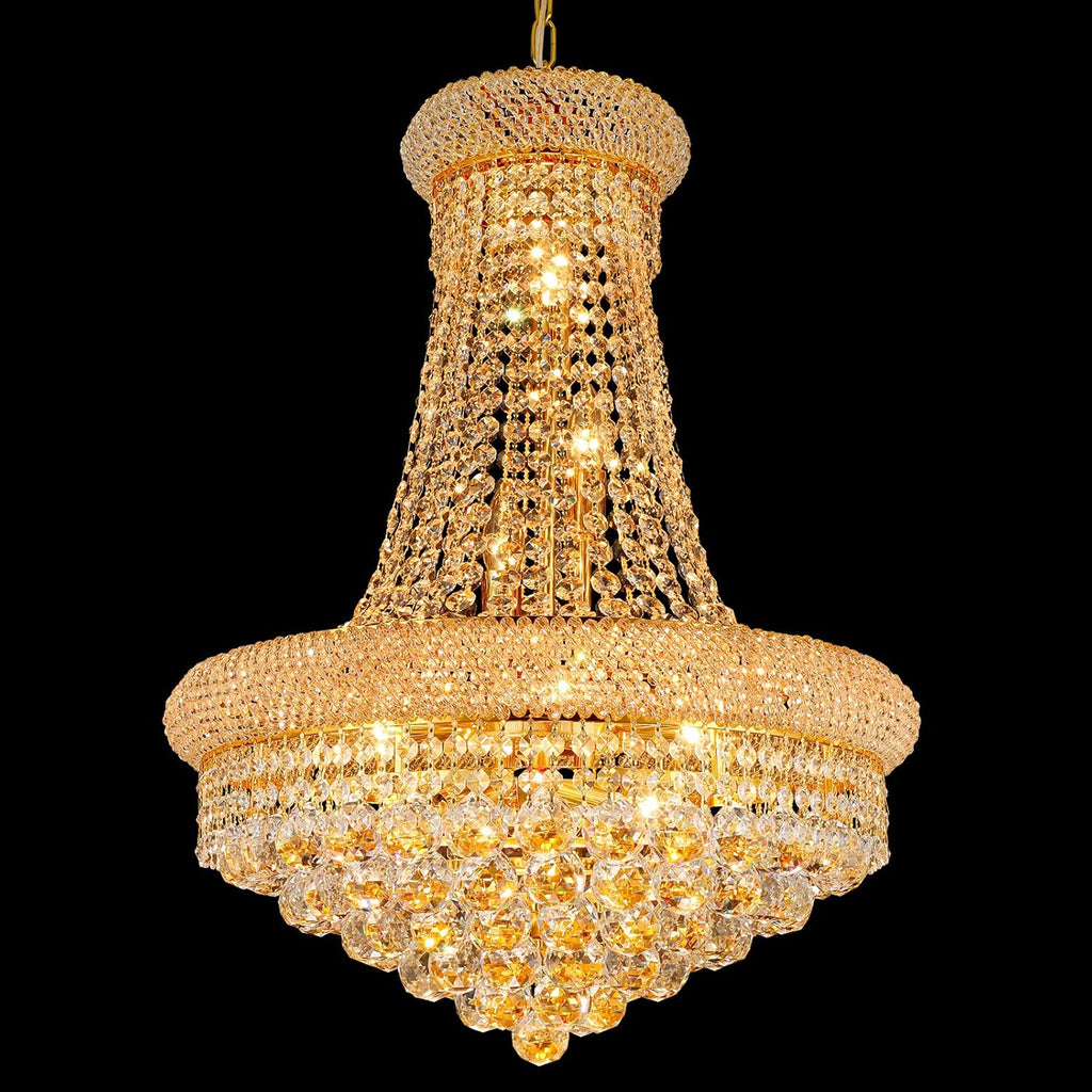 Crystal Chandeliers for Dining Room Light Fixture,Empire Style K9 Crystal Chandeliers for Entryway,12 Lights Gold Luxury Lighting Fixtures for Living Room Stairway Bedroom Foyer Hallway A108-B0C4XHSR1X