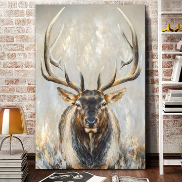 Moose Canvas Wall Art Abstract Wildlife Elk Deer Picture Large Vintage Animal Painting Living Room Farmhouse Decor
