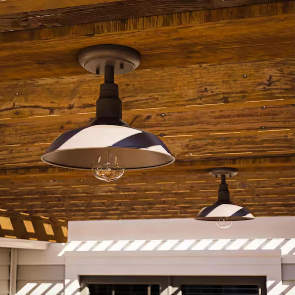 Ridge 1 Light Semi-Flush Ceiling Fixture, Brown Finish