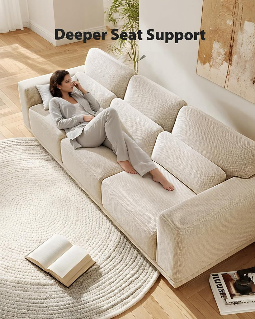 3 Seater Sofa Couch with Deep Seats and Wide Armrests, 89" Couches for Living Room