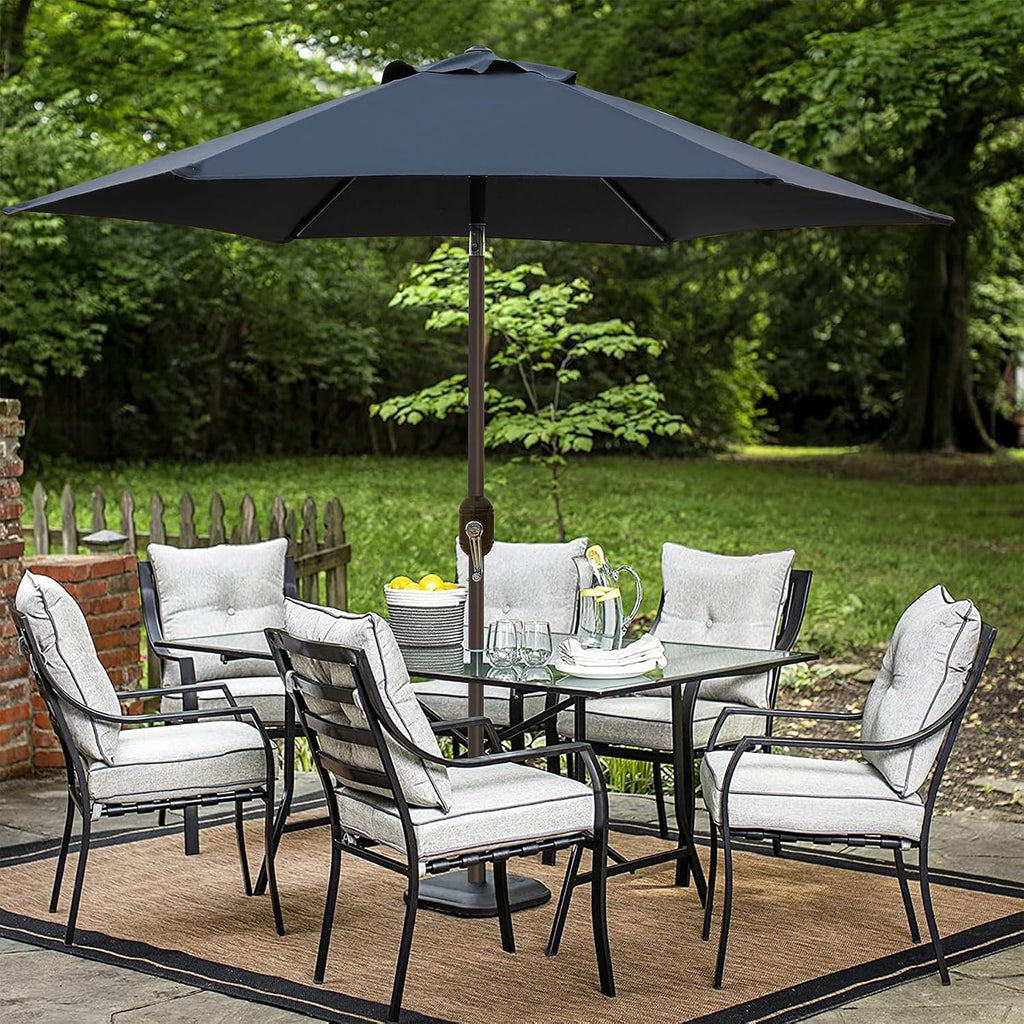 7.5 ft Patio Umbrella, Yard Umbrella, Outdoor Market Umbrella with Push Button Tilt Crank (Black)