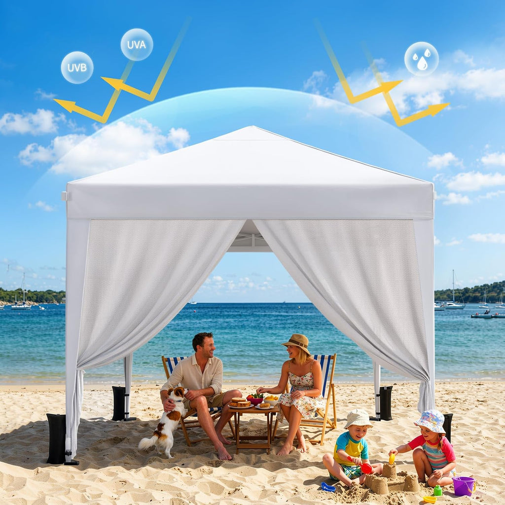 10x10 Pop Up Canopy with Sidewalls, One Push Instant Canopy Tent with Carry Bag for Events, Parties, Beach, Camping