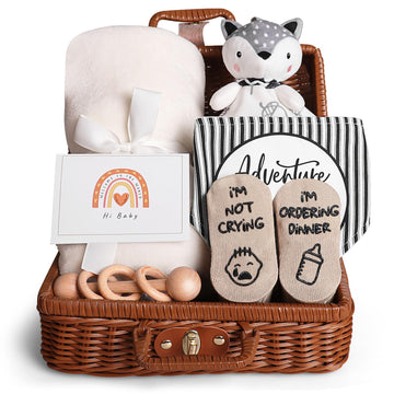 Baby Shower Gifts, Baby Gifts for Girls Boys, Unique Baby Gifts Basket Essentials Stuffs - Baby Lovey Blanket Newborn