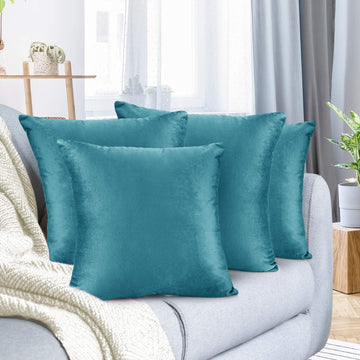 Throw Pillow Covers, Cozy Velvet Decorative Pillow Cases 24 x 24 Inches, Soft Solid Couch Pillow Covers for Sofa, Bed