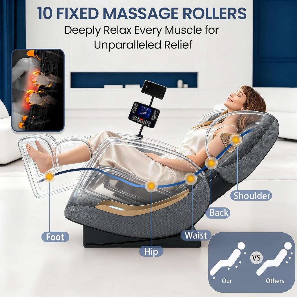 Massage Chair Full Body, Zero Gravity Massage Chair with 10 Fix Rollers, Massage Chairs Recliner with Heating