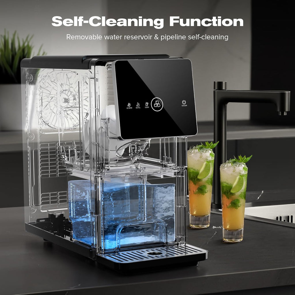 Countertop Nugget Ice Maker, 33LBS/24H, Soft Chewable Ice, One-Click, One-Touch Automatic Ice Dispensing