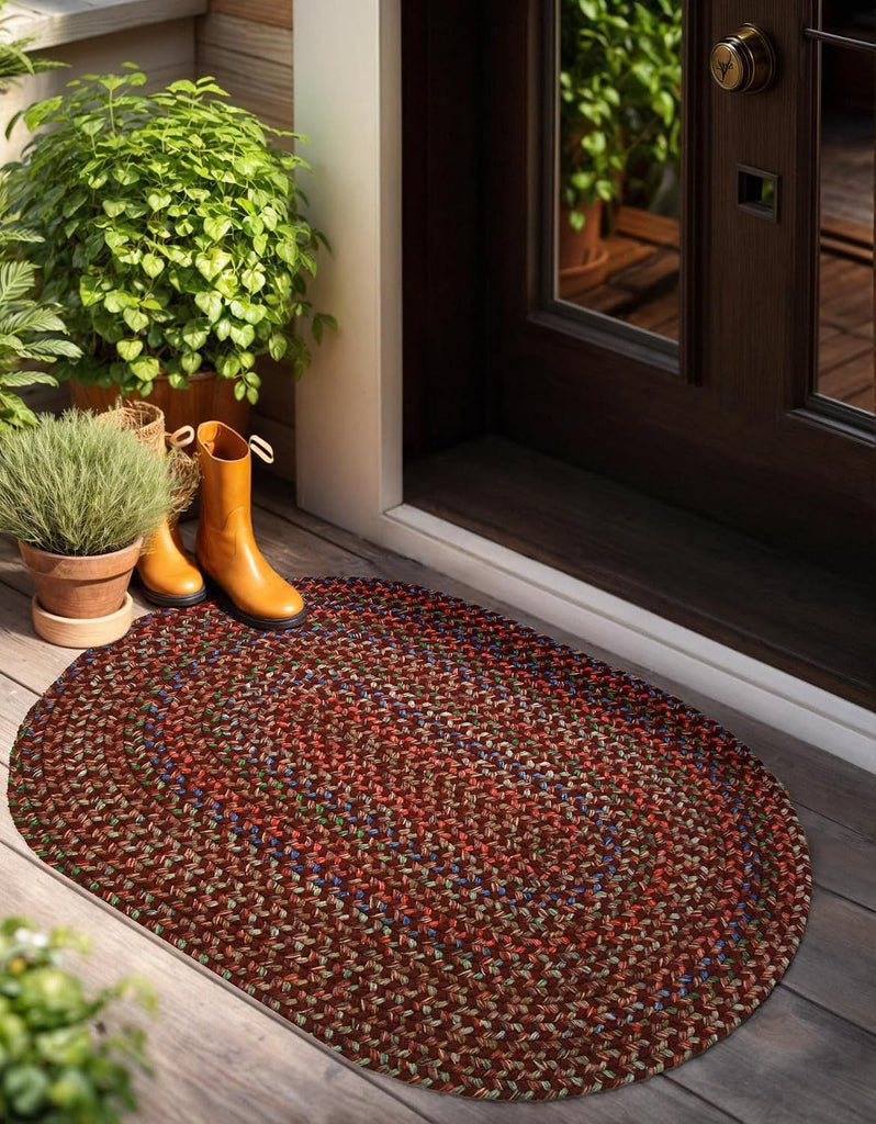 Keepsake KS43 Burgundy 4' x 6' Oval - Braided Area Rug, Home Decor, Floor Mat or Bedroom Rug - Easy Care, Ideal for