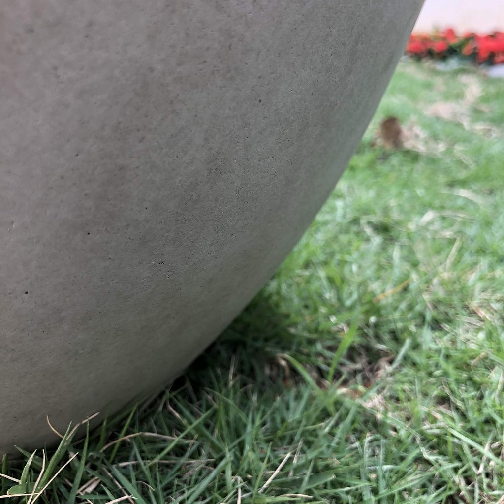 Large Round Bowl Weathered Concrete Planter 18" Dia, Outdoor | Rubber Plug for Indoor, Drainage for Garden
