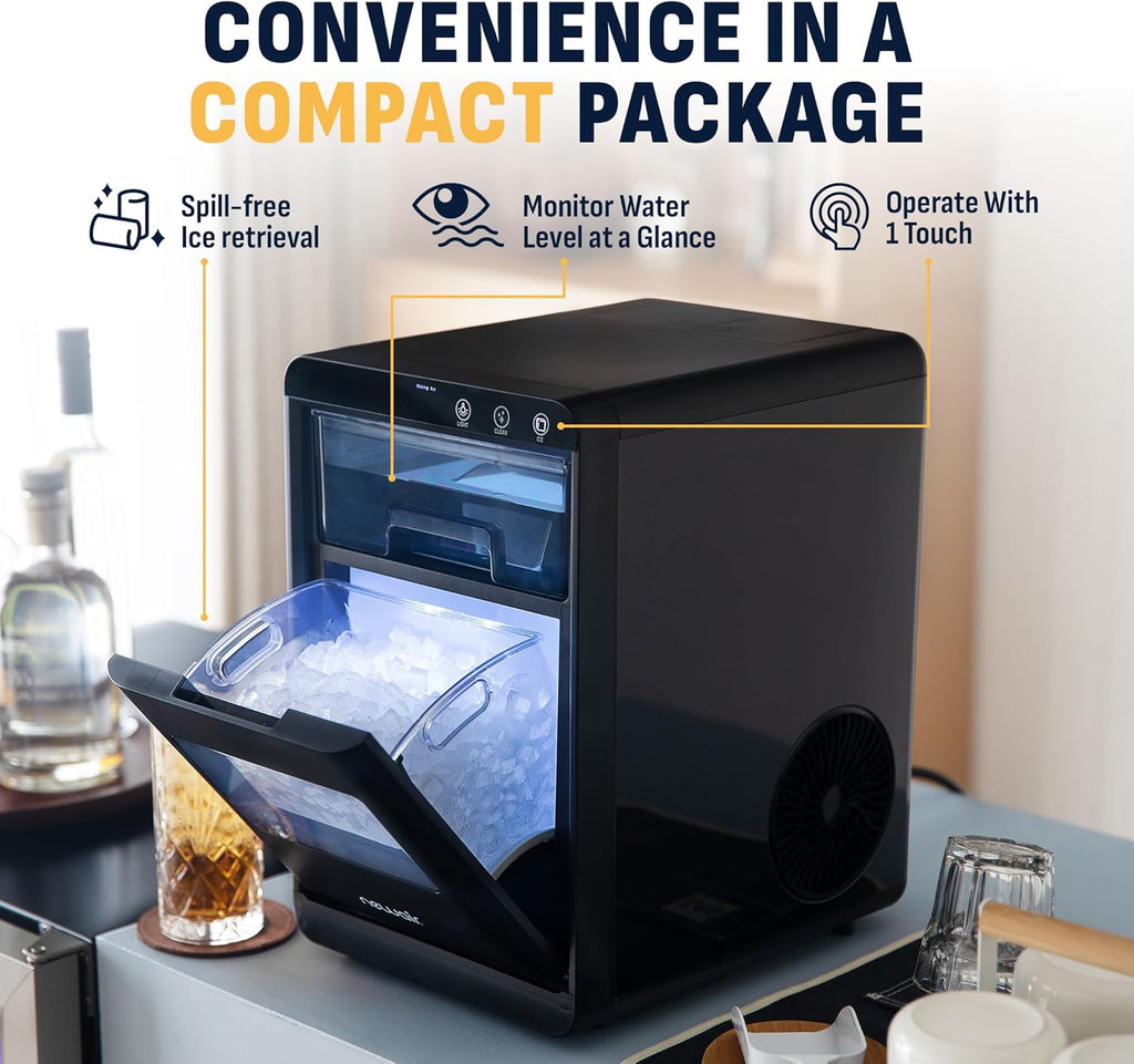Nugget Ice Maker Countertop | 44 lbs/Day Pebble Ice Machine with Self-Cleaning | Soft Chewable Pebble & Sonic-Style