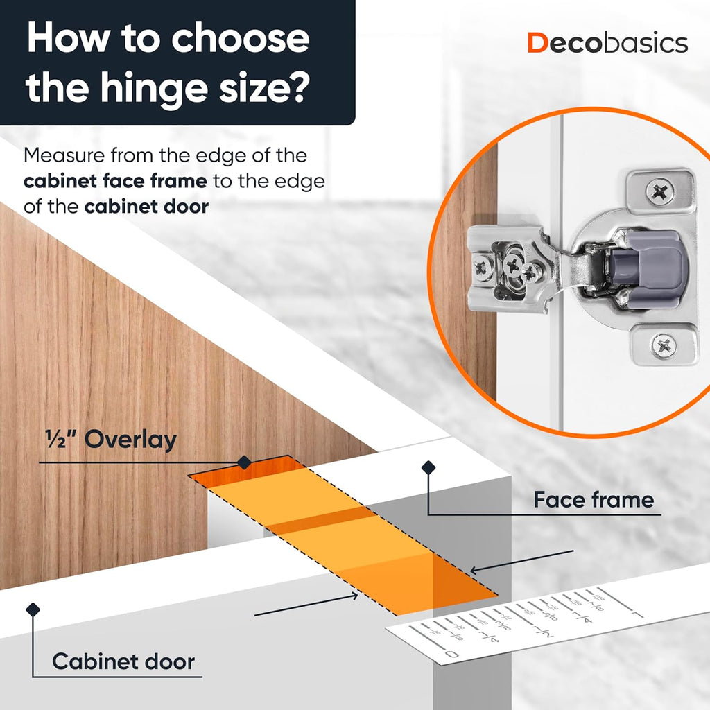 50 Pack(25 Pair) 1/2" Overlay Soft Close Cabinet Hinges & Bath - Concealed Soft Close Hinge Door w Self Closing Damper