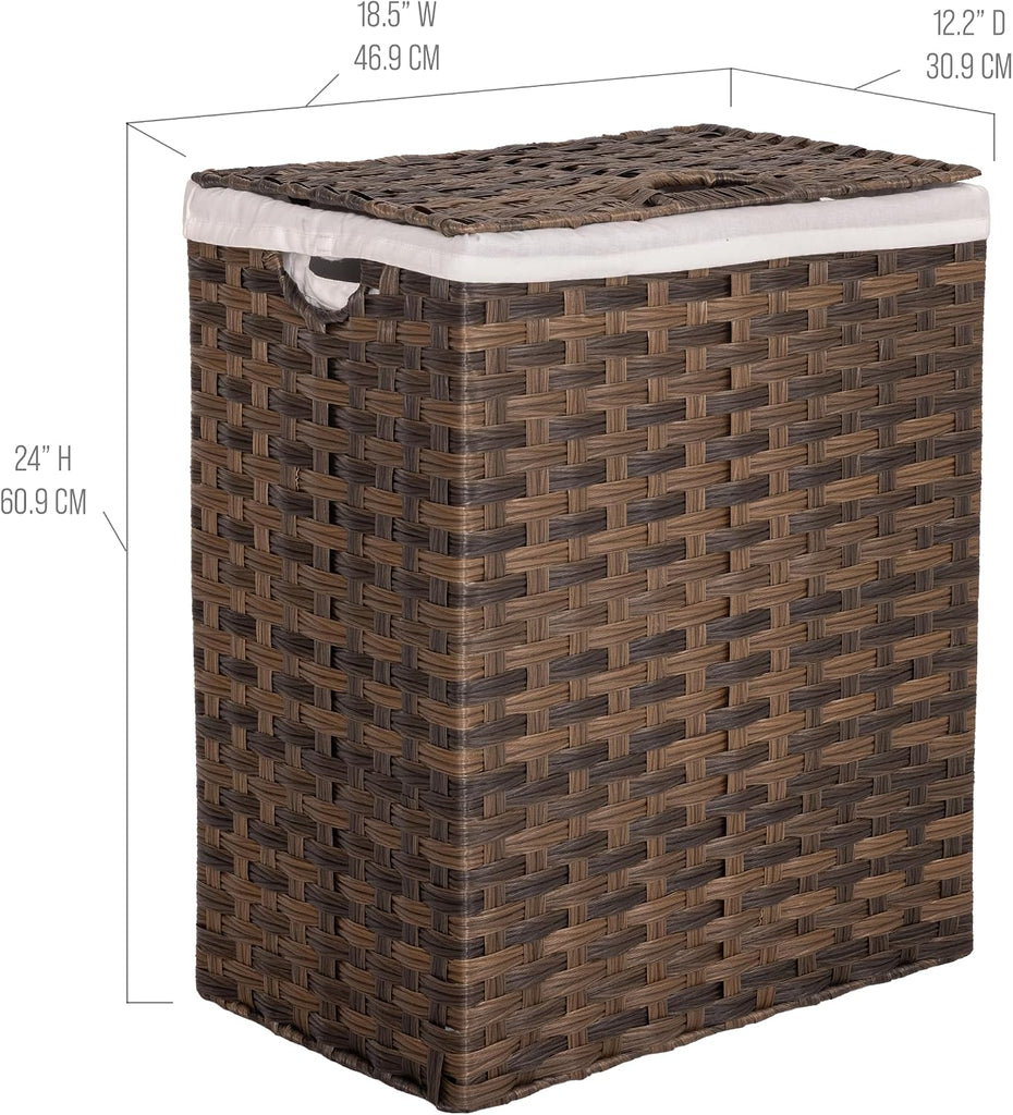 Premium Handwoven Portable Laundry Bin Basket with Carrying Handles, Household Storage for Clothes, Linens, Sheets