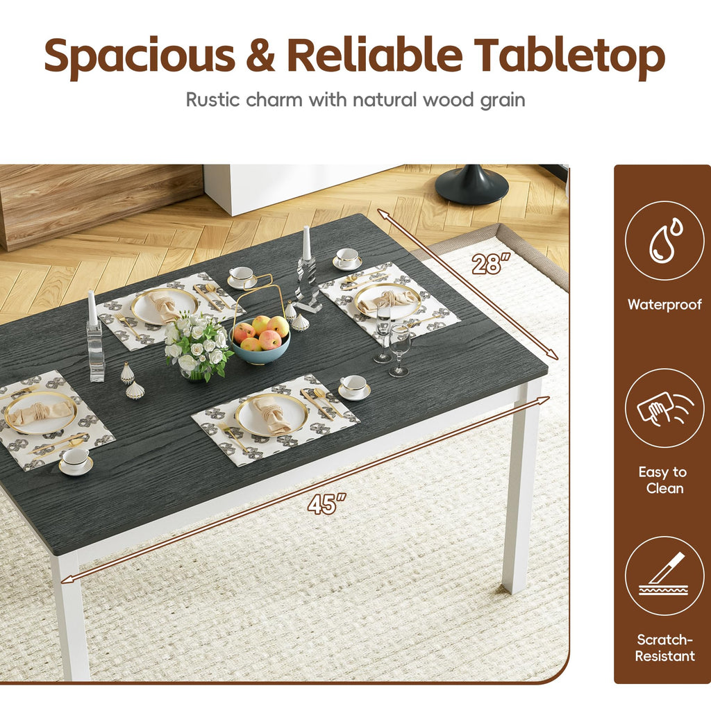 MU 5 Piece Dining Table Set for 4, Rectangular Wood Kitchen Table Chairs Set with Rubber Wood Legs, Space-Saving