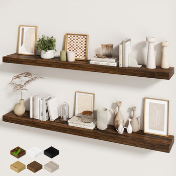 60 Inch Fireplace Mantel - Long Floating Shelf, Wall Mounted Farmhouse Display with Invisible Heavy Duty Metal