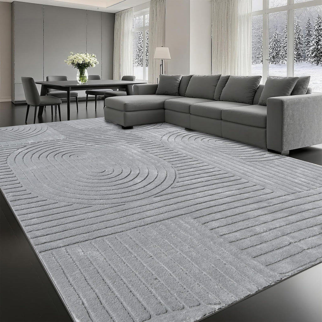 Grey Solid Area Rug, Large Washable Soft Rugs